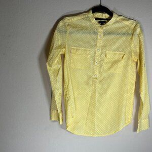 Ann Taylor Women's Long Sleeve Shirt, Size XXS, Yellow & white Polka Dot